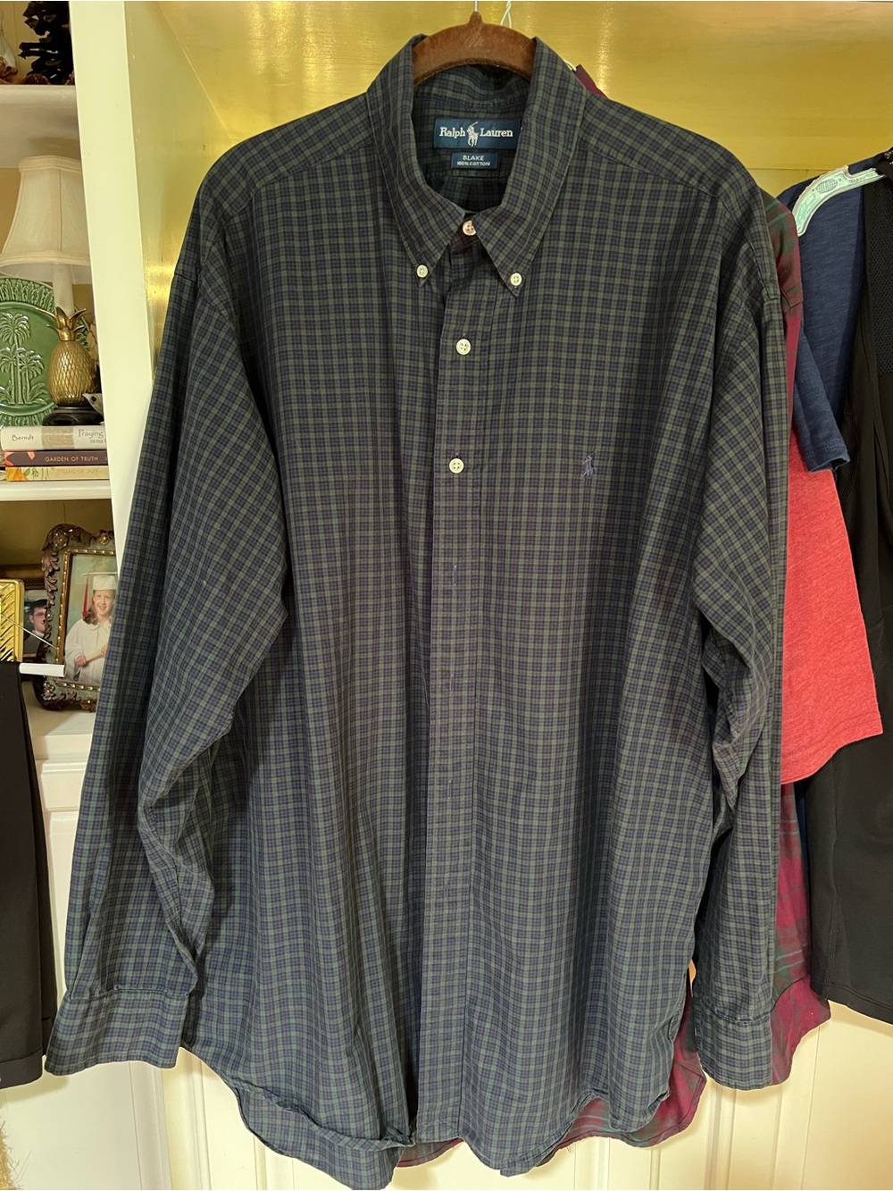 Ralph Lauren Blake Men’s XL Plaid Button-Down Shirt in Green/Blue long sleeves